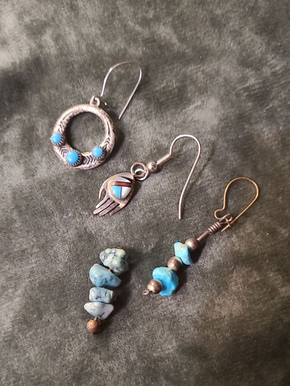 Turquoise Accent Dangle Earrings Set - Blue Stone Jewelry